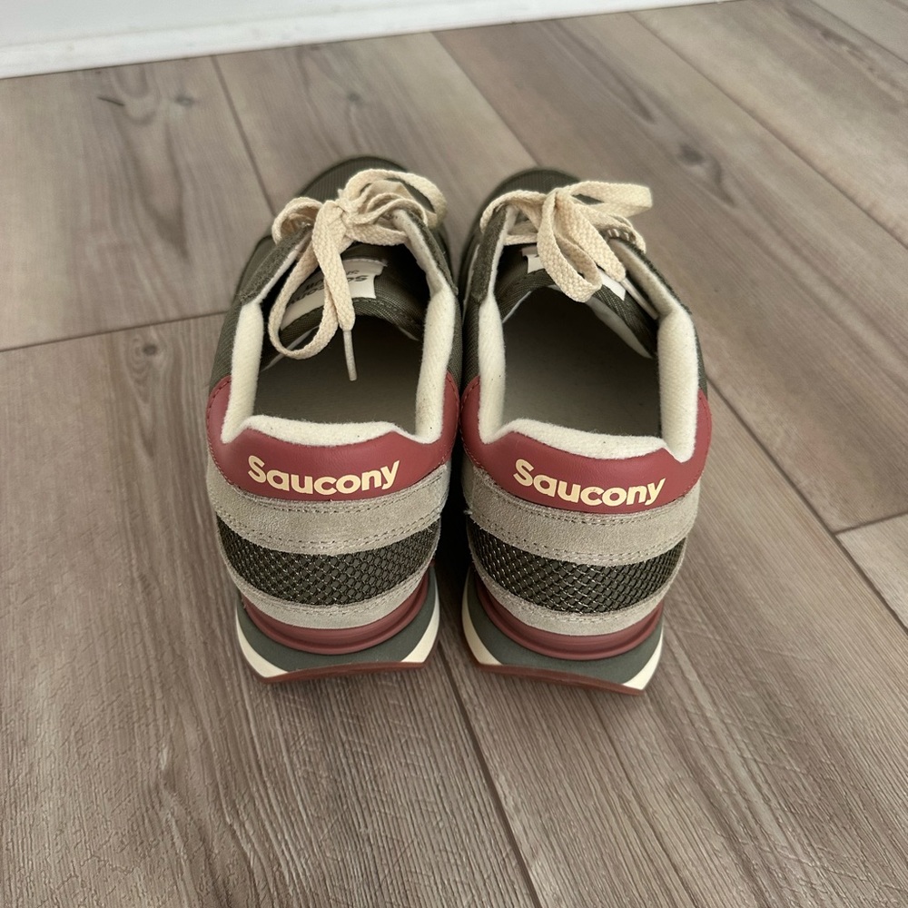 Saucony Olive, White, and Red Sneakers - Picture 2 of 4